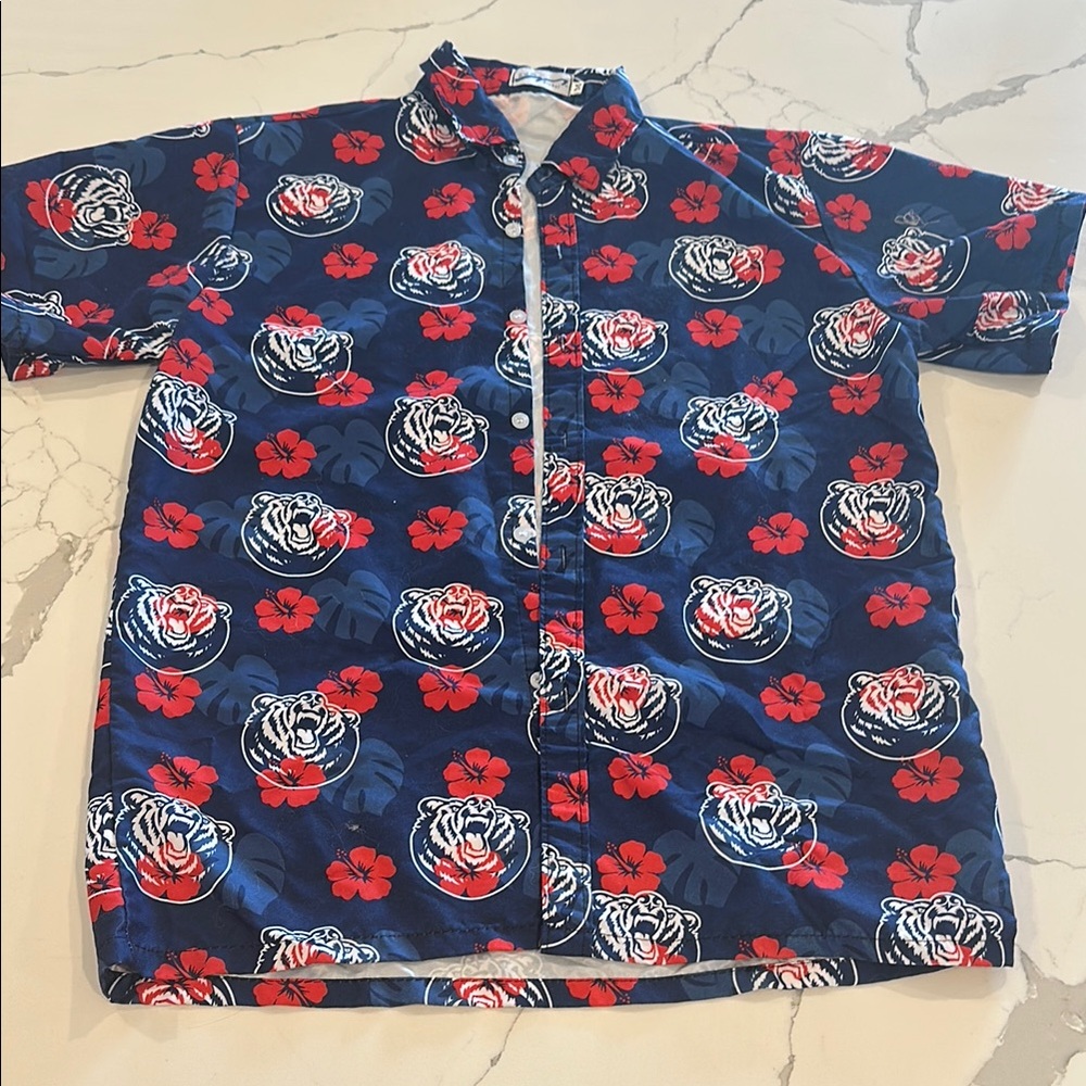 Blue and Red Casual Button Down Shirt Belmont Bruins